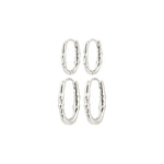 Créoles SENSE boucles d’oreilles, ensemble 2 en 1 – finition plaquée argent de Pilgrim