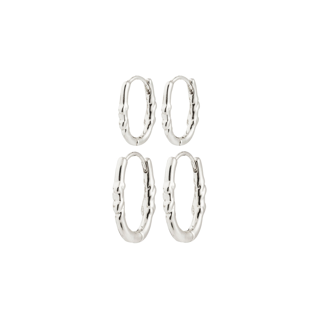 Créoles SENSE boucles d’oreilles, ensemble 2 en 1 – finition plaquée argent de Pilgrim