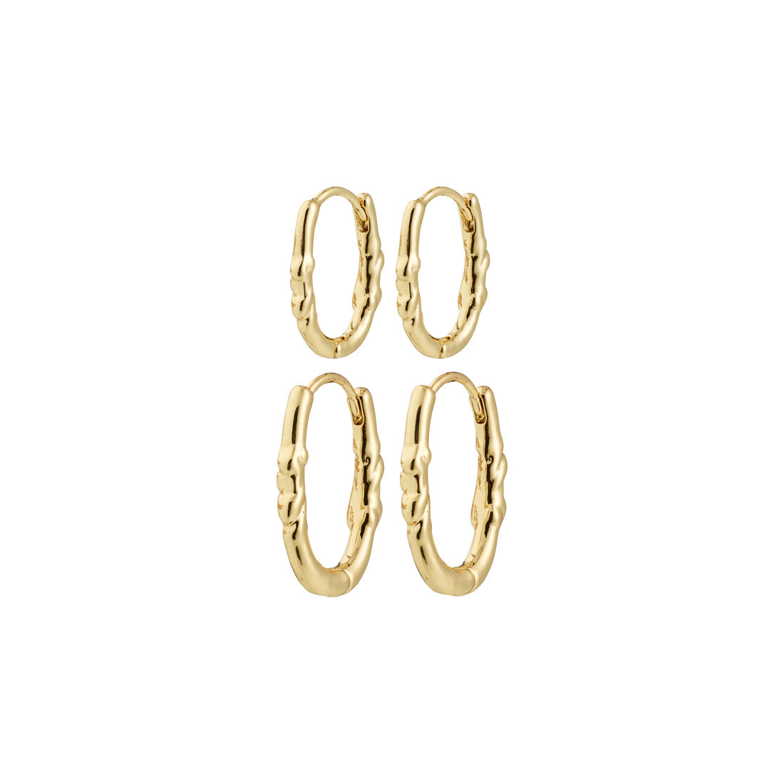 Créoles SENSE boucles d’oreilles, ensemble 2 en 1 – finition plaquée or de Pilgrim