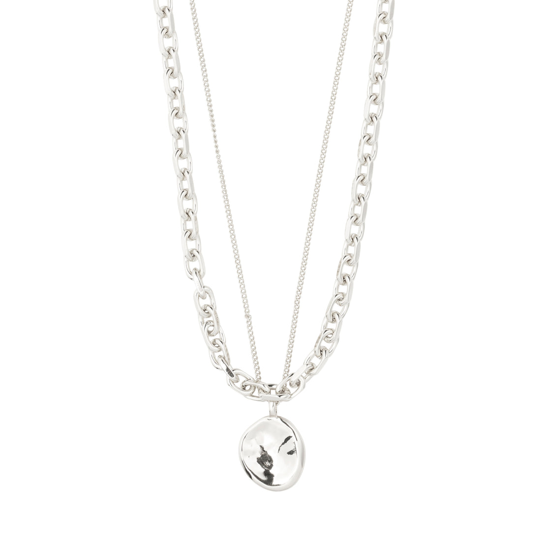 Collier SPARKLE à pendentif pièce 2-en-1 – finition plaquée argent de Pilgrim