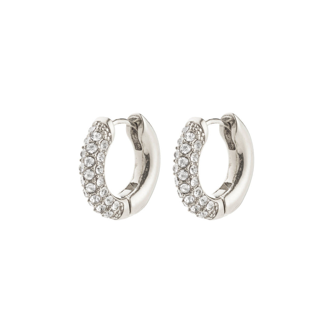 TATUM petits anneaux cristaux 14 mm – finition plaquée argent de Pilgrim