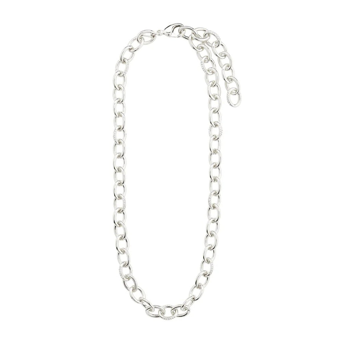 Collier argenté à grosses mailles ovales