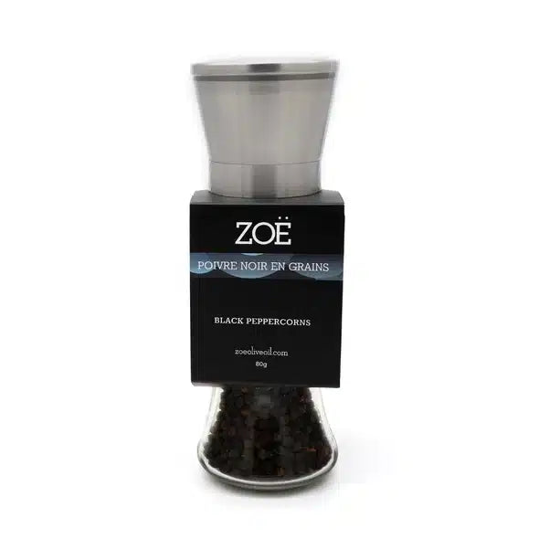 Poivre noir en grains Zoé – Moulin de 80 g – vue du produit