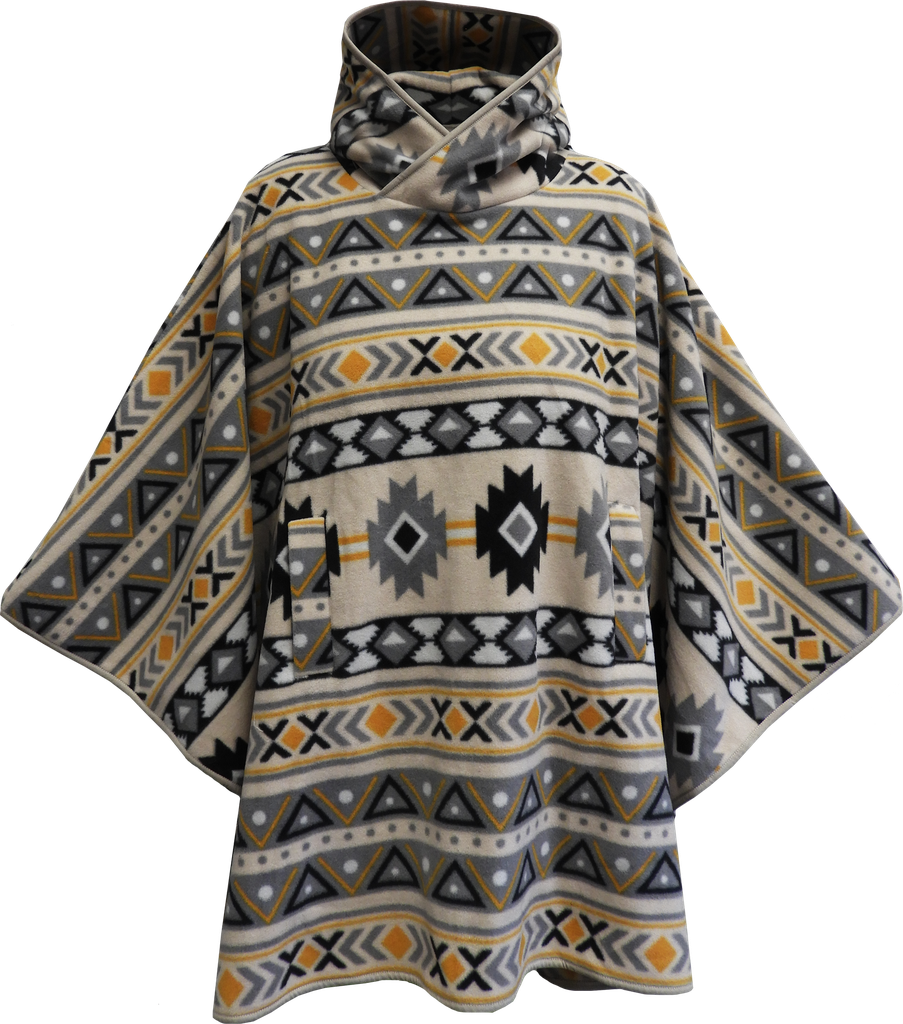 Poncho polaire à capuchon Arseno, motif Navajo, vue de face