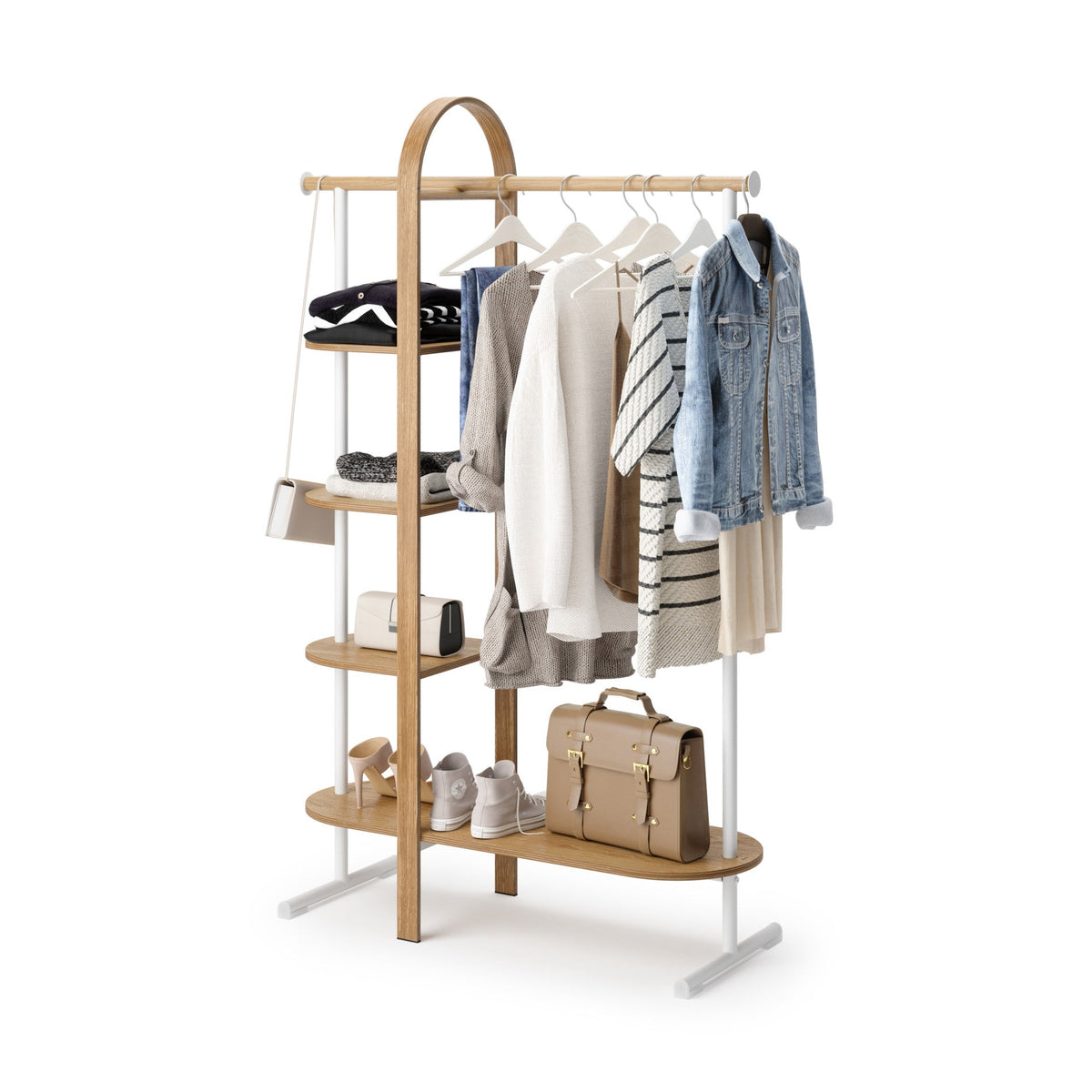 Portant à vêtements Bellwood Umbra – Blanc et naturel – vue du produit