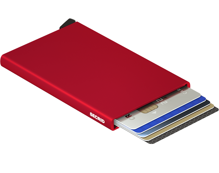 Porte-cartes en aluminium Cardprotector – Secrid, rouge, avec les cartes sorties