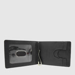 Porte-cartes et billets Hunt RFID en cuir — noir, intérieur avec pince à billets