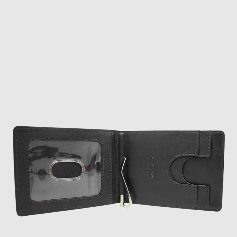 Porte-cartes et billets Hunt RFID en cuir — noir, intérieur avec pince à billets