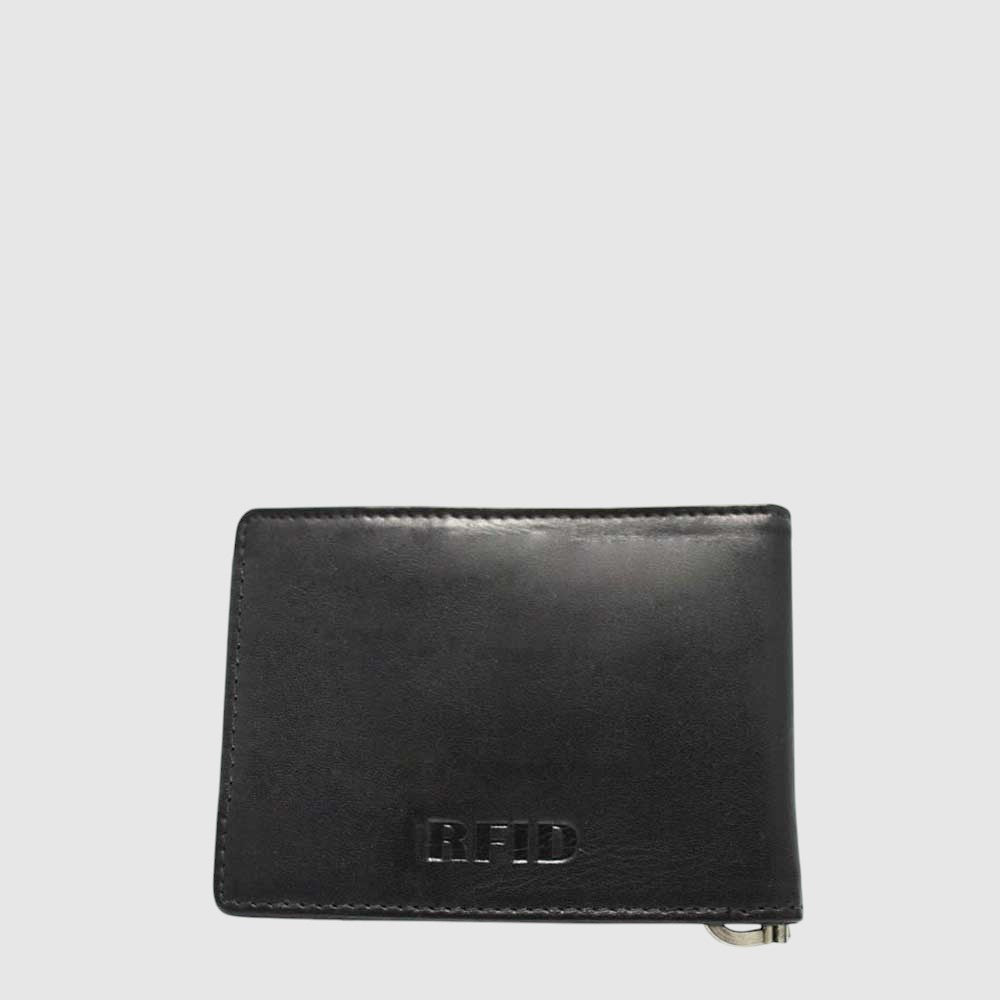 Porte-cartes et billets Hunt RFID en cuir — noir, vue extérieure
