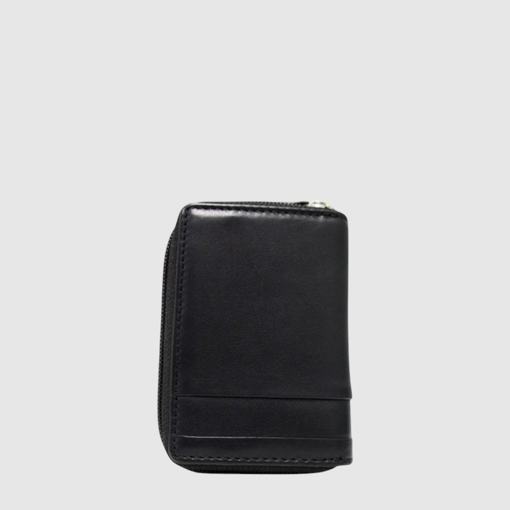 Porte-cartes Hunt RFID en cuir bicolore — noir et cognac, dos du porte-cartes