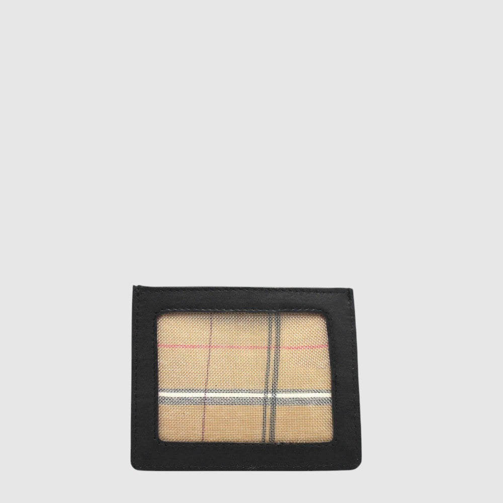 Porte-cartes plat Hunt en cuir noir — noir, face avec fenêtre transparente
