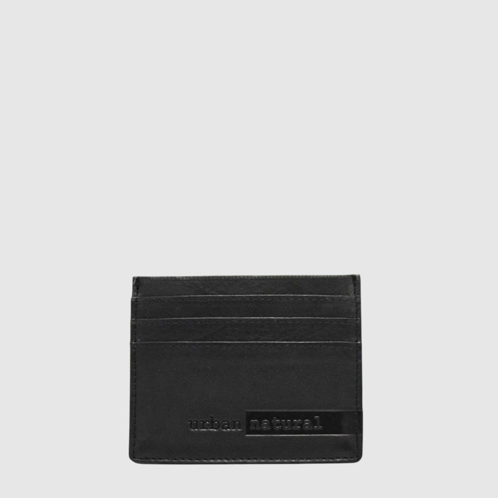Porte-cartes plat Hunt en cuir noir — Noir
