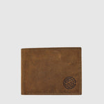 Portefeuille Hunt en cuir à rabat — Cognac / tabac
