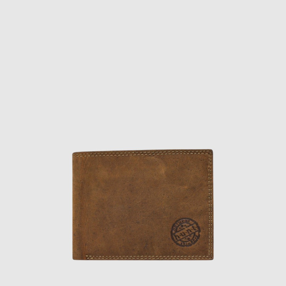Portefeuille Hunt en cuir avec porte-monnaie — Cognac / tabac