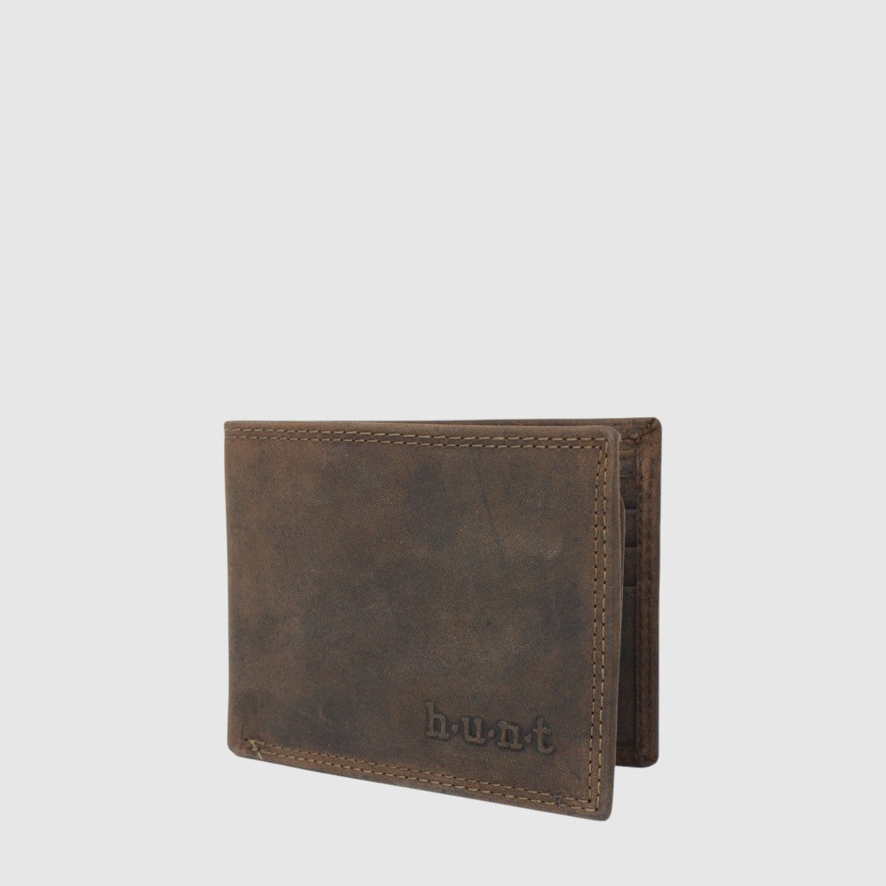 Portefeuille Hunt en cuir brun foncé à volet — Brun foncé
