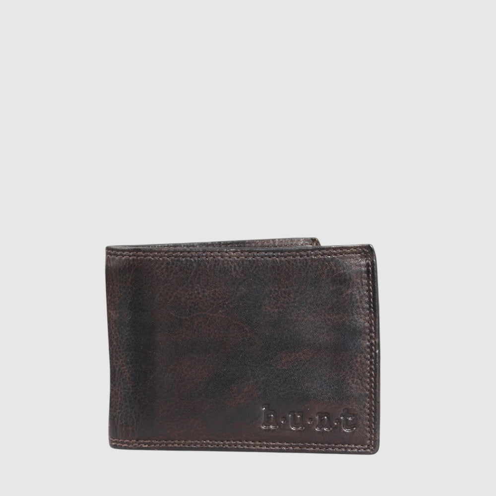 Portefeuille Hunt en cuir lavé brun foncé — Brun foncé