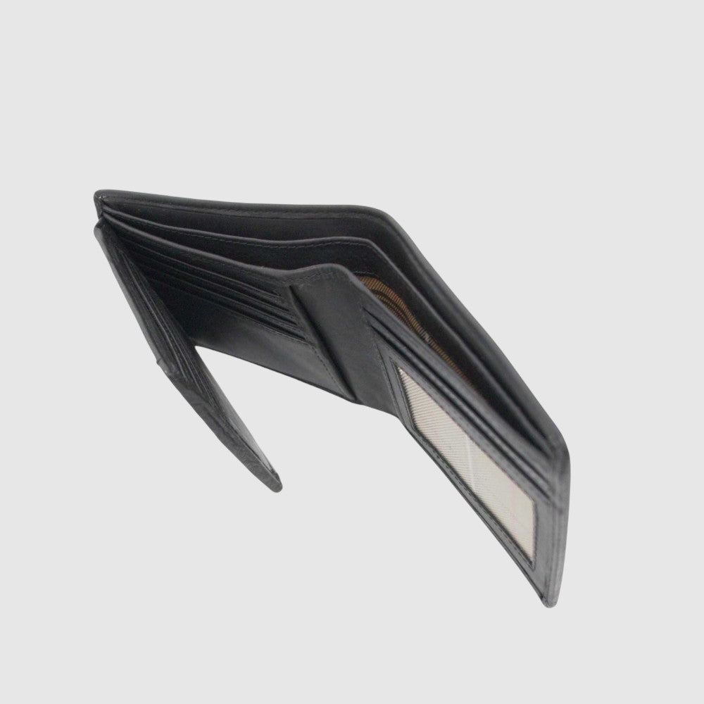 Portefeuille Hunt RFID en cuir à volet gauche — noir, vue du dessus