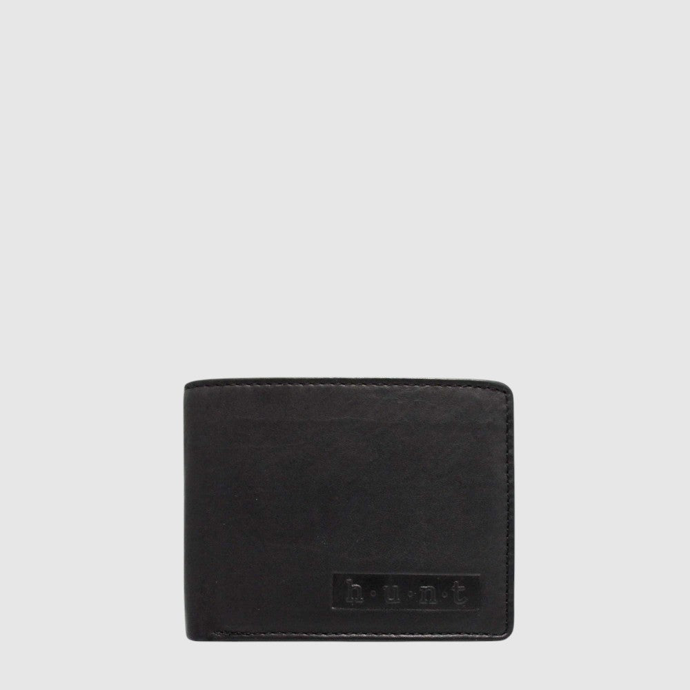 Portefeuille Hunt RFID en cuir à volet gauche — Noir