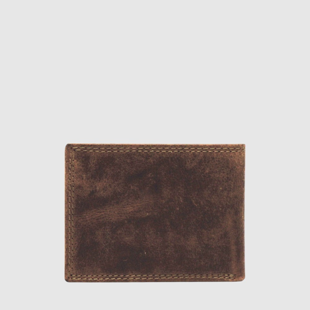 Portefeuille Hunt RFID en cuir cognac — cognac, dos du portefeuille