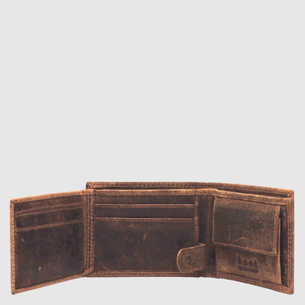 Portefeuille Hunt RFID en cuir cognac — cognac, intérieur vu du dessus