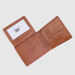 Portefeuille Hunt RFID en cuir tan — tan, volet transparent relevé