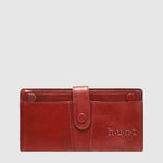 Portefeuille long Hunt en cuir à porte-cartes amovible — Rouge