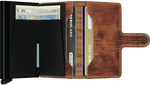 Portefeuille Miniwallet Dutch Martin – Secrid, whisky, vue ouverte avec les rangements intérieurs