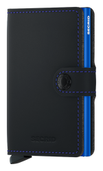 Portefeuille Miniwallet en cuir mat – Secrid, noir et bleu, vue de face