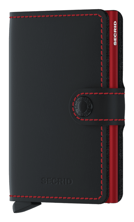 Portefeuille Miniwallet en cuir mat – Secrid, noir et rouge, vue de face