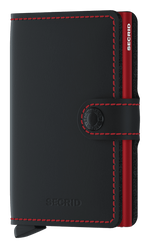 Portefeuille Miniwallet en cuir mat – Secrid, noir et rouge, vue de face