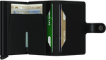 Portefeuille Miniwallet en cuir mat – Secrid, noir, vue ouverte avec les rangements intérieurs