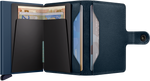 Portefeuille Miniwallet Original – Secrid, bleu marine, vue ouverte avec les rangements intérieurs