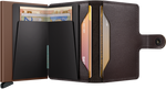 Portefeuille Miniwallet Original – Secrid, chocolat, vue ouverte avec les rangements intérieurs