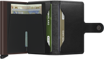 Portefeuille Miniwallet Original – Secrid, noir et brun, vue ouverte avec les rangements intérieurs