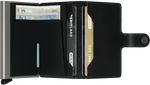 Portefeuille Miniwallet Original – Secrid, noir, vue ouverte avec les rangements intérieurs