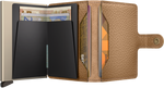 Portefeuille Miniwallet Pebble – Secrid, cappuccino, vue ouverte avec les rangements intérieurs