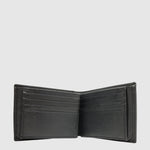 Portefeuille Moriati en cuir à deux volets — noir, intérieur et rangements pour cartes