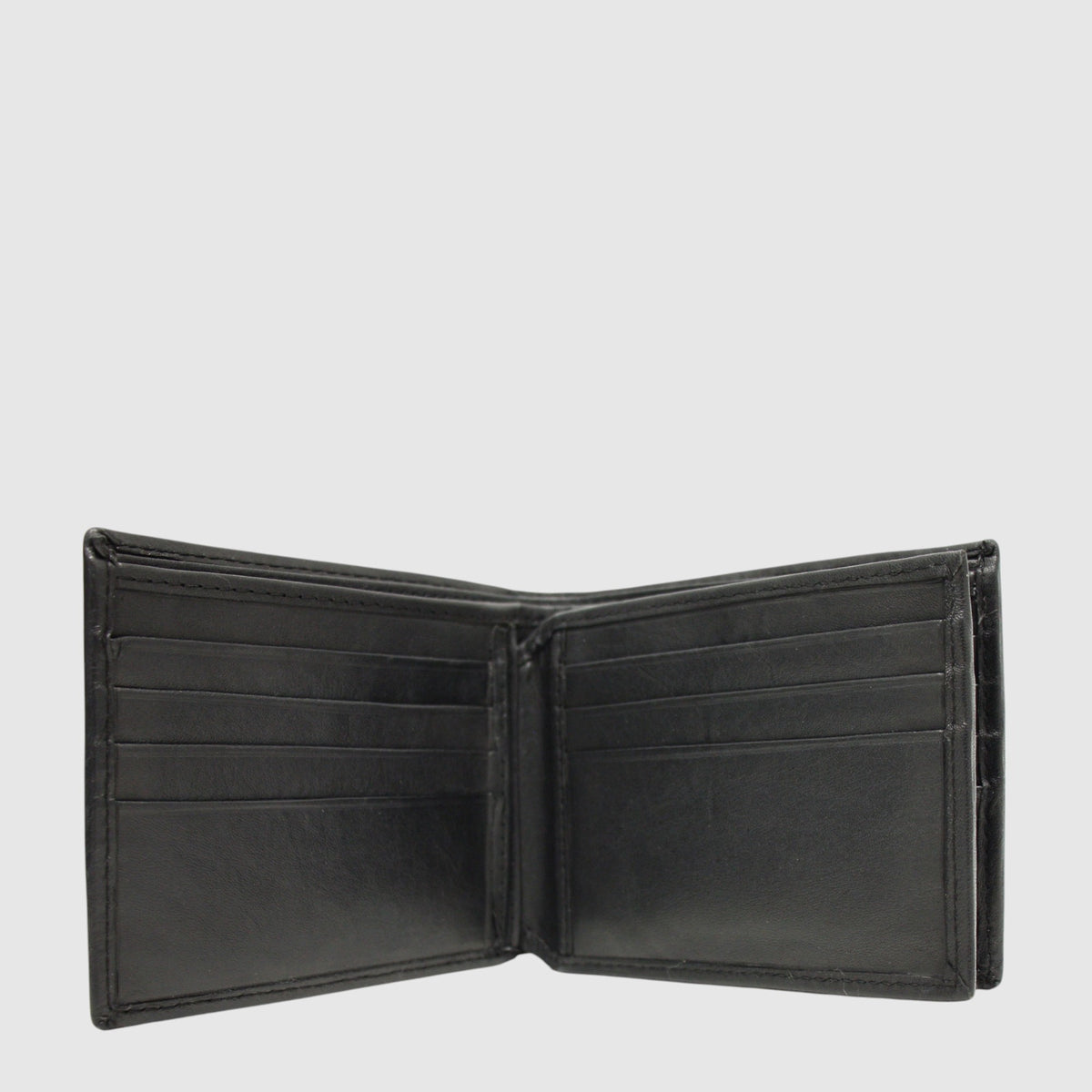Portefeuille Moriati en cuir à volet intérieur — noir, intérieur et rangements pour cartes