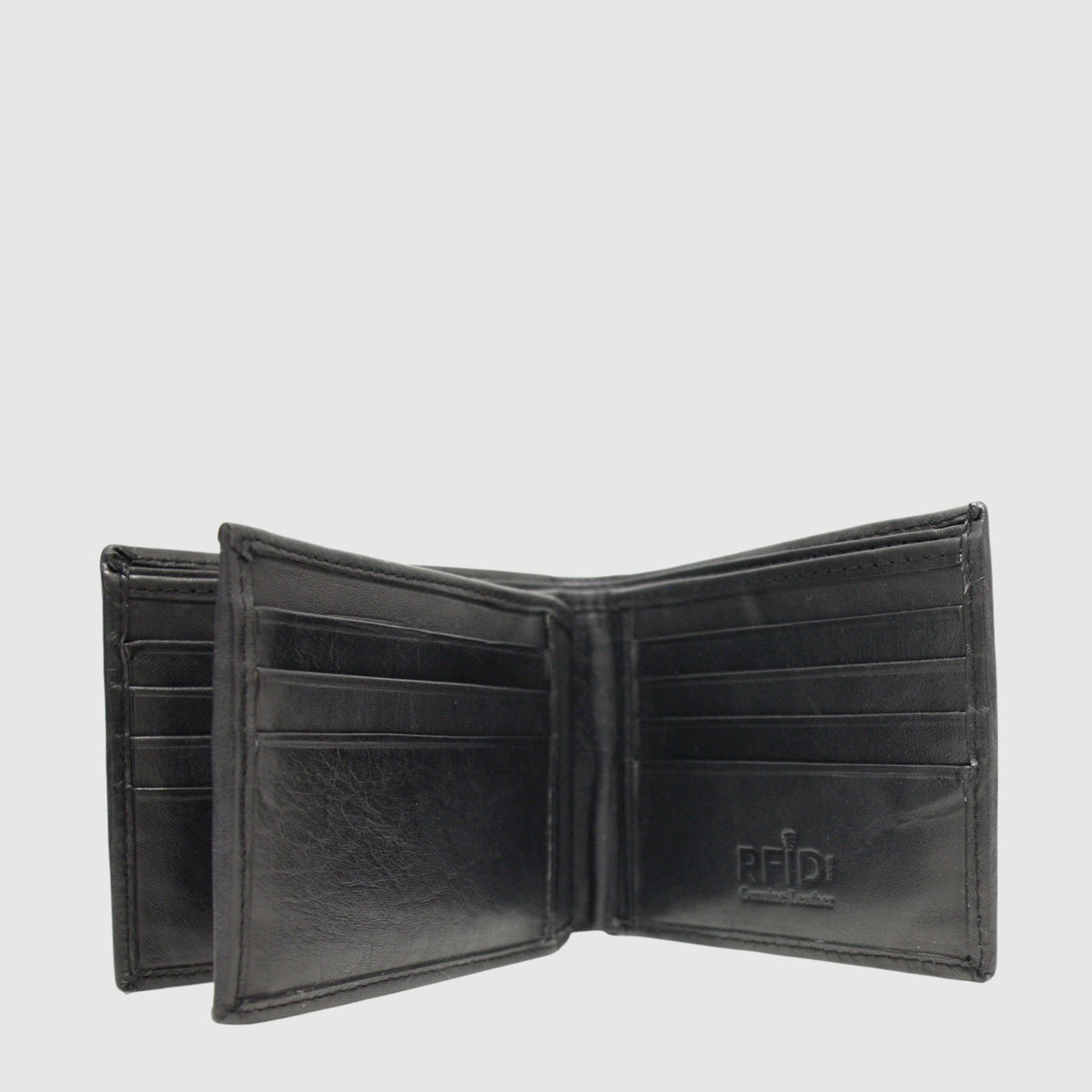 Portefeuille Moriati en cuir à volet intérieur — noir, volet intérieur déplié