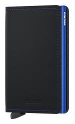 Portefeuille Slimwallet en cuir mat – Secrid, noir et bleu, vue de face