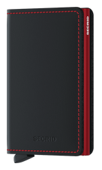 Portefeuille Slimwallet en cuir mat – Secrid, noir et rouge, vue de face