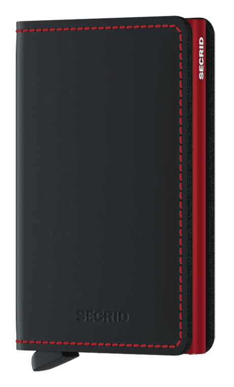Portefeuille Slimwallet en cuir mat – Secrid, noir et rouge, vue de face