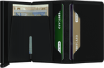 Portefeuille Slimwallet en cuir mat – Secrid, noir, vue ouverte avec les rangements intérieurs
