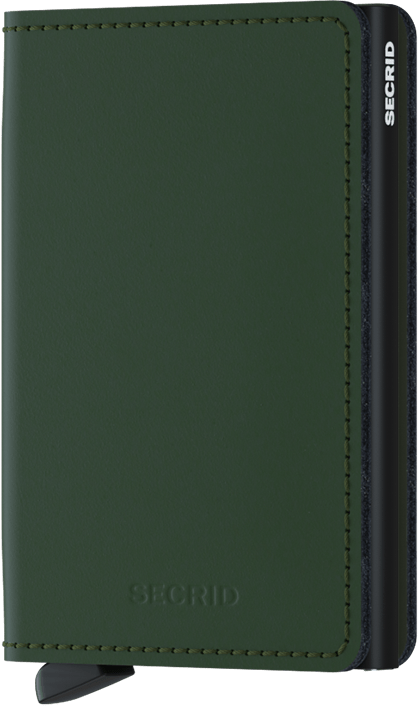 Portefeuille Slimwallet en cuir mat – Secrid, vert et noir, vue de face