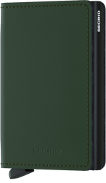 Portefeuille Slimwallet en cuir mat – Secrid, vert et noir, vue de face