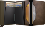 Portefeuille Slimwallet Vintage – Secrid, chêne, vue ouverte avec les rangements intérieurs