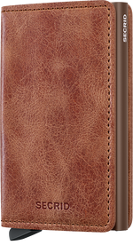 Portefeuille Slimwallet Vintage – Secrid, cognac et brun, vue de face