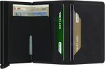 Portefeuille Slimwallet Vintage – Secrid, noir, vue ouverte avec les rangements intérieurs