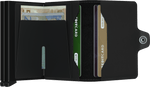 Portefeuille Twinwallet en cuir mat – Secrid, noir, vue ouverte avec les rangements intérieurs