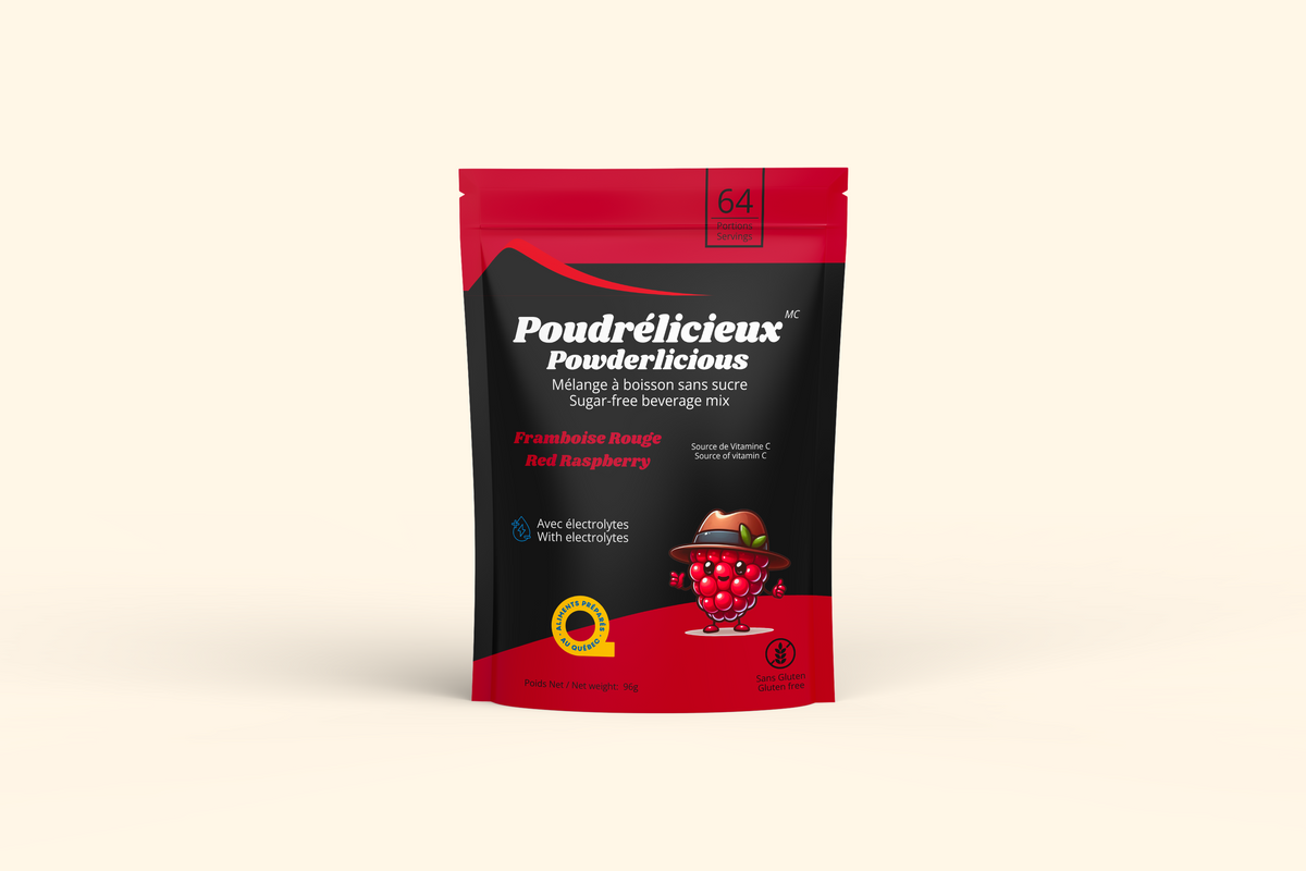 Sachet Poudrélicieux Mélange à boisson sans sucre – Framboise rouge – 96 g